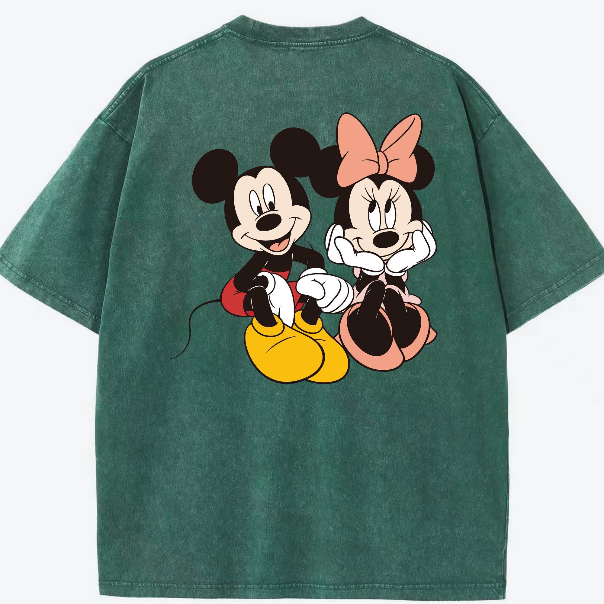 （画像用） ミッキーマウス Mickey Mouse 綿100% ヴィンテージ風 半袖Tシャツ（背面プリント）